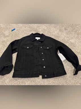Time and Tru Black Button-Up Denim Jacket NWT *MEDIUM*